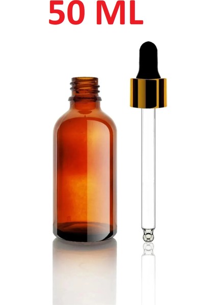 50 ml Amber Cam Şişe Gold Metal Siyah Kapaklı Cam Damlalıklı Boş Esans Yağ Şişesi 50ML