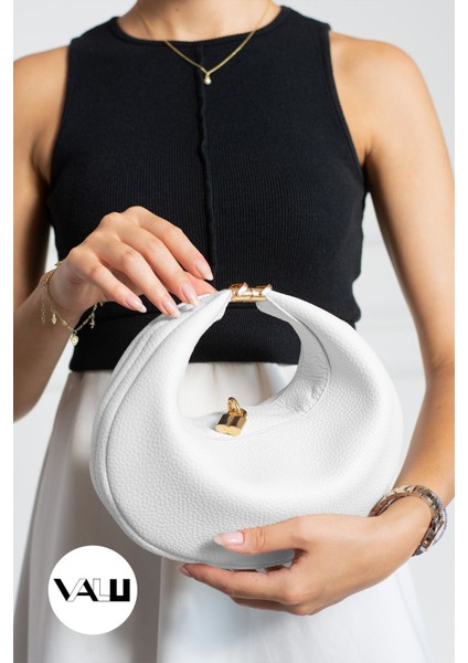 Yumuşak Dokulu Çok Amaçlı Kadın Çantası, Beyaz, El, Omuz ve Kol Kullanımı