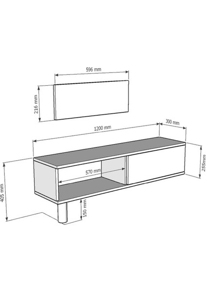 TSA1201DB - Yuka Tv Stand 120CM Safirmeşe-Beyaz