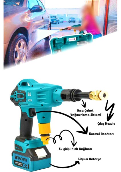 21V Yüksek Basınçlı Kömürsüz Motor Akülü Oto Araba Yıkama Makinesi Şarjlı fiyatları