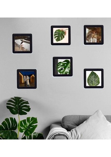 Kişiye Özel Fotoğraflı Dekoratif Yaprak ve Özel Resimli Sök-Tak 6 Adet Masaüstü ve Duvar Çerçeve Seti