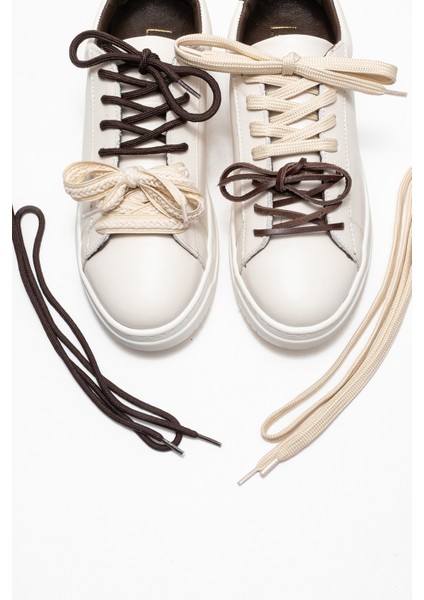 Warron Ekru Kahverengi Hakiki Deri Kadın Sneakers fiyatları