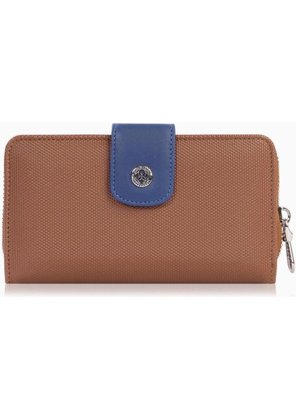 Orta Boy Çıtçıt Detaylı Kadın Cüzdan – 65298L - Taba/indigo