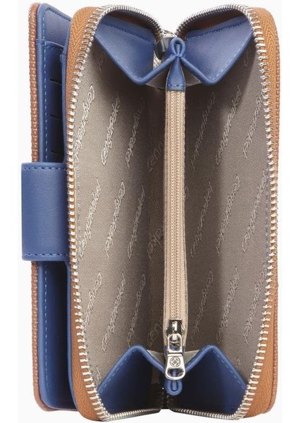 Orta Boy Çıtçıt Detaylı Kadın Cüzdan – 65298L - Taba/indigo fiyatları