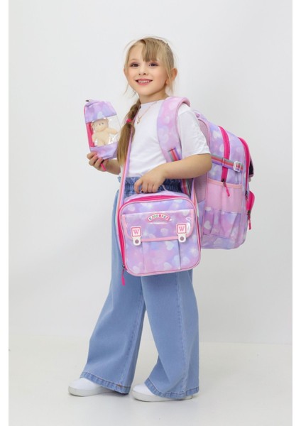 Kız Çocuk 3'lü Okul Çanta Seti Sırt Çantası Beslenme Çantası Kalemlik Peluş Oyuncak Hediyeli fiyatları