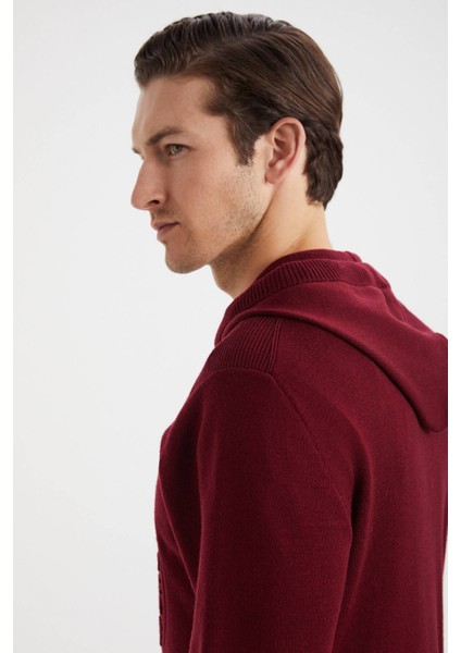 M Logolu Kapüşonlu Bordo Hoody modelleri