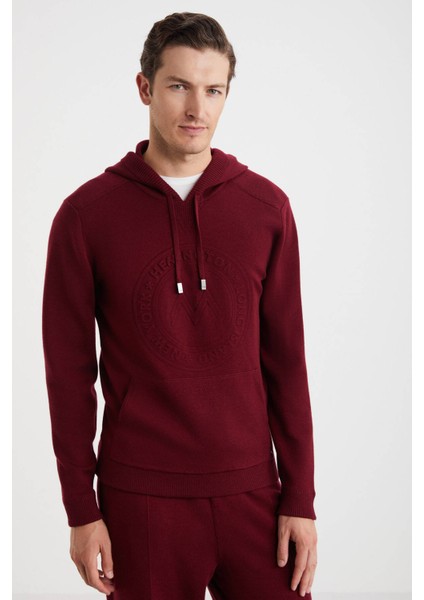 M Logolu Kapüşonlu Bordo Hoody indirimleri