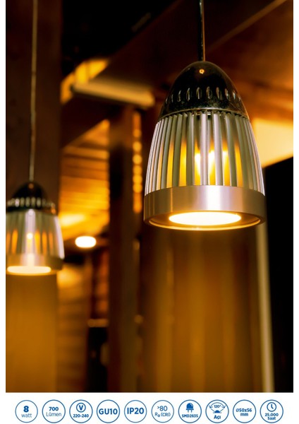 RTL11123-5 Rother GU10 LED Spot Ampul 8W 700 Lümen 3000K Sarı Işık Enerji Tasarruflu Ampul 5 Adet modelleri