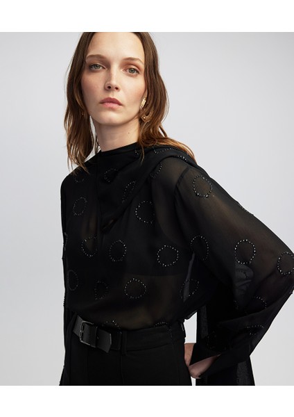 Hotfix Baskısı Şifon Bluz IW6250006051001