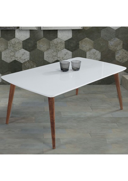 Ahşap Ayaklı Orta Sehpa Beyaz 60 x 100 cm A2