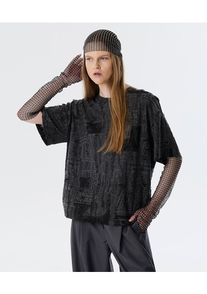 Görsel Baskılı Eskitme Efektli T-Shırt TW6250070026036 fiyatları