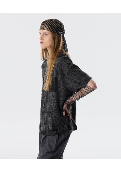 Görsel Baskılı Eskitme Efektli T-Shırt TW6250070026036 fırsatları