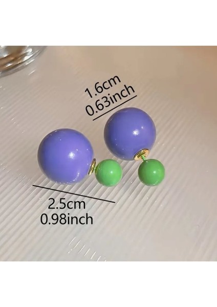 Yeşil - Mor Ahenk Top Küpe modelleri