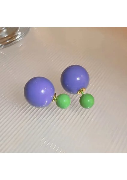 Yeşil - Mor Ahenk Top Küpe fırsatları