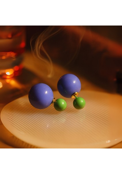 Yeşil - Mor Ahenk Top Küpe indirimleri