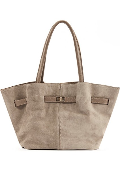 %100 Hakiki Süet Deri Uzun Askı ve Mıknatıs Kapama Detaylı Kadın Omuz Çantası