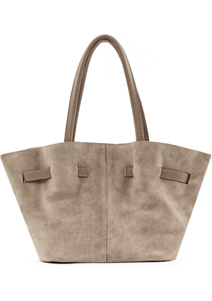 %100 Hakiki Süet Deri Uzun Askı ve Mıknatıs Kapama Detaylı Kadın Omuz Çantası