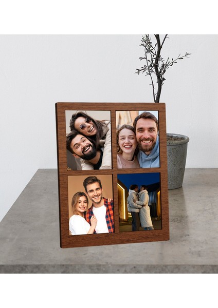 Kişiye Özel 4 Fotoğraflı Ahşap Mdf Resimli Kolaj Çerçeve