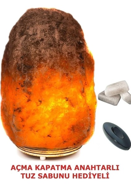 Doğal Çankırı Kaya Tuzu 4-6 kg ile Renkli Gece Lambası, Anahtarlı ve Şık Tasarım