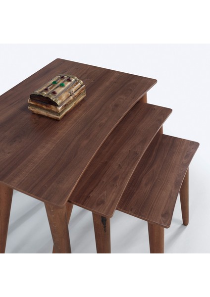 3'Lü Ceviz Dikdörtgen Ahşap Zigon Sehpa E1 fiyatları