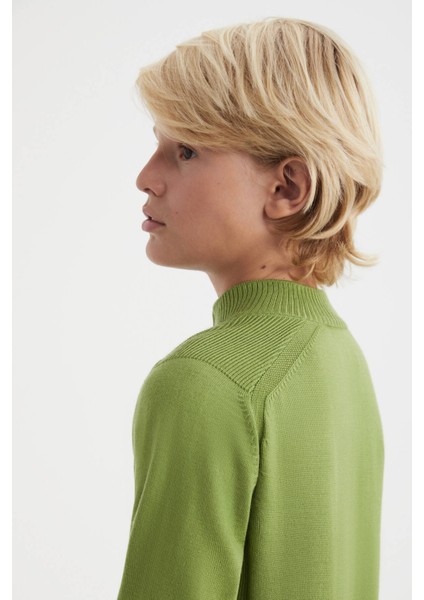 Fermuarlı Merino Yün Yeşil Activewear Çocuk Triko modelleri