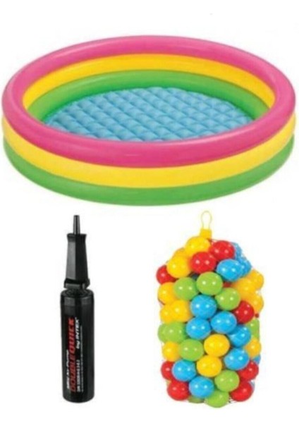 Renkli 86 cm Havuz ve 100 Adet 6 cm Renkli Toplu Set, Pompa Dahil