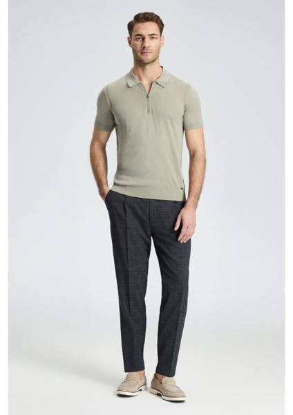 Keten Yün Karışım Siyah Klasik Dokuma Pantolon fiyatları