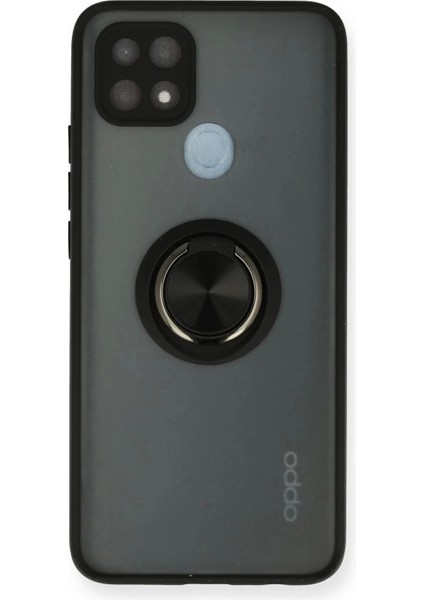 Oppo A15 Kılıf Montreal Yüzüklü Silikon Kapak - Siyah