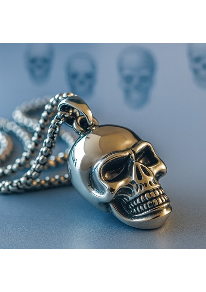 Paslanmaz Çelik Skull Kafatası Kolye