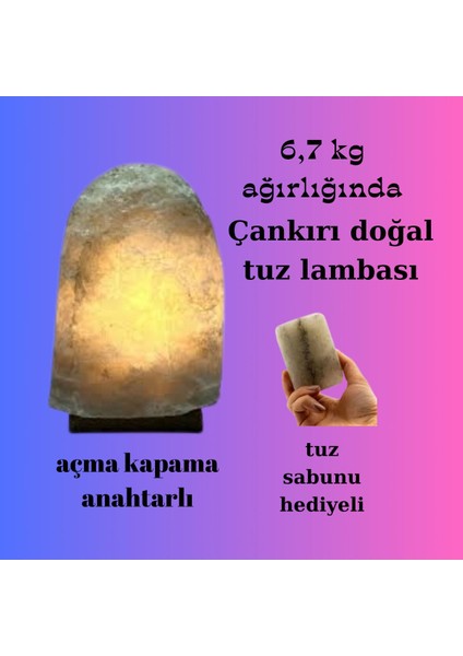 Doğal Kaya Tuz Lambası, Renkli, 6-7 Kg, Sağlık ve Dekorasyon Için Ideal fiyatları