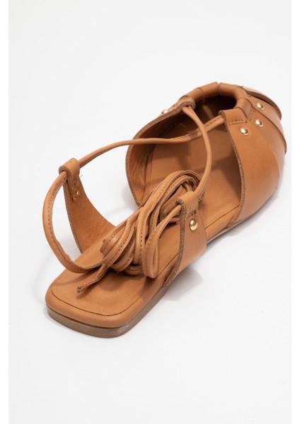 Darıa Taba Hakiki Deri Troklu Bilekten Bağcıklı Kadın Sandalet indirimleri