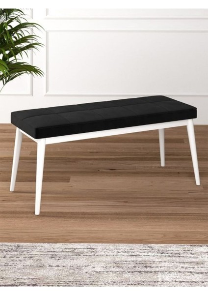 Tina Baby Face Modern Beyaz Metal Ayak Bench Oturak 90X40, Ayakkabılık Bank, Yatak Ucu Puf
