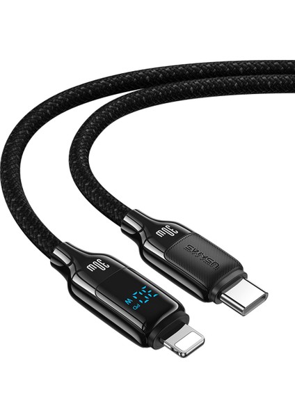 SJ741 Lightning Kablo – 30W Hızlı Şarj, Dijital Ekran, 1.2m, 480MBPS