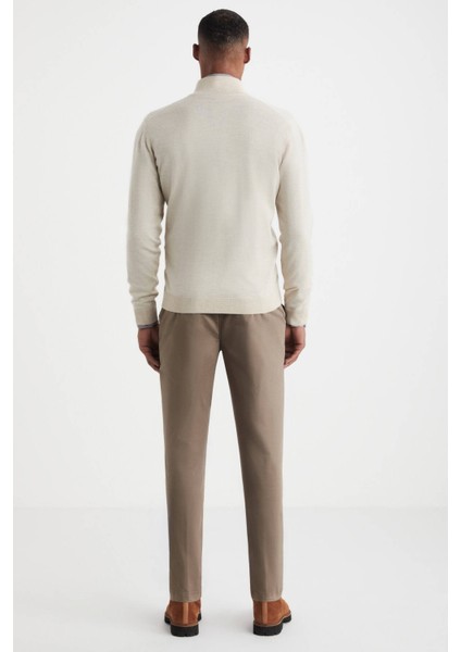 Extrafine Merino Fermuarlı Açık Bej Triko Hırka fırsatları
