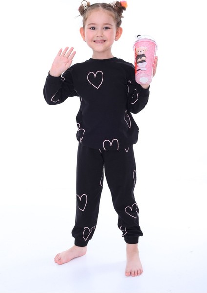 Minik Kalpler Desenli %100 Pamuk Kız Çocuk Pijama Takımı