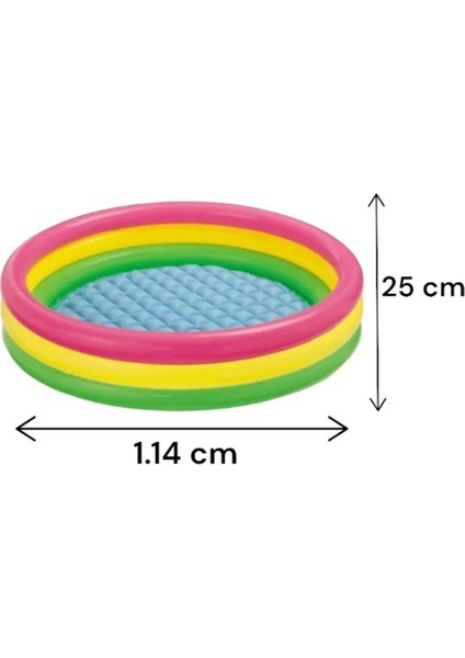 Renkli Şişme Çocuk Havuzu, Pompa ve Yama Hediyeli, 114X25 cm fiyatları