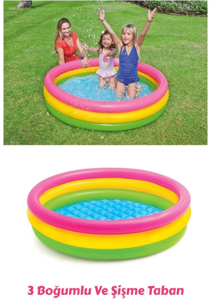 Renkli Şişme Çocuk Havuzu, Pompa ve Yama Hediyeli, 114X25 cm modelleri