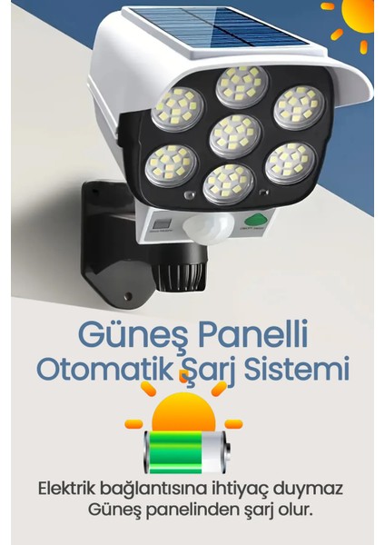 Solar Bahçe Aydınlatması Kumandalı Otomatik Sensörlü Kamera Görünümlü LED Dış Mekan Aydınlatma fırsatları
