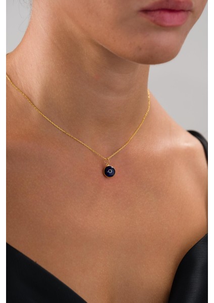 10 mm Gümüş Altın Gold Kaplama Koyu Mavi Lacivert Nazar Boncuğu Cam Göz Kolye fiyatları