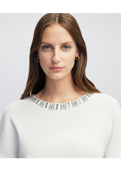 Strass Taş Aksesuarlı Oversize Triko IW6250050063018 fırsatları