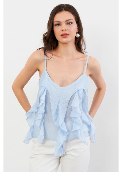 Kadın Mavi Krinkıl Bluz SOL1504 fiyatları