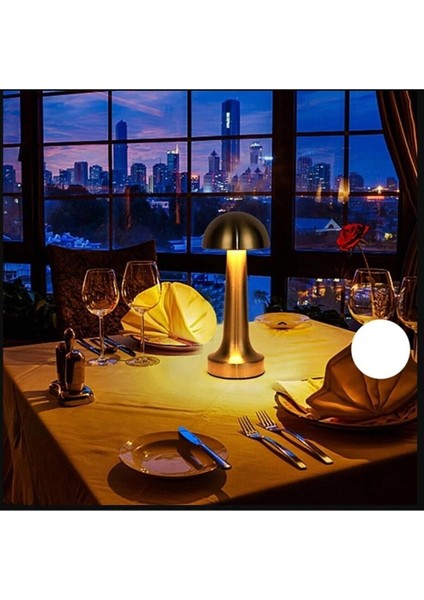 Şarjlı Masa Lambası, Dekoratif Dokunmatik Mantar, Gümüş Renk, Şık ve Kullanışlı modelleri