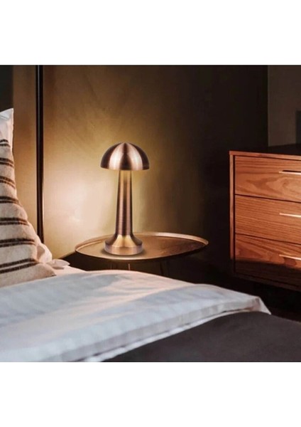 Şarjlı Masa Lambası, Dekoratif Dokunmatik Mantar, Gümüş Renk, Şık ve Kullanışlı fırsatları