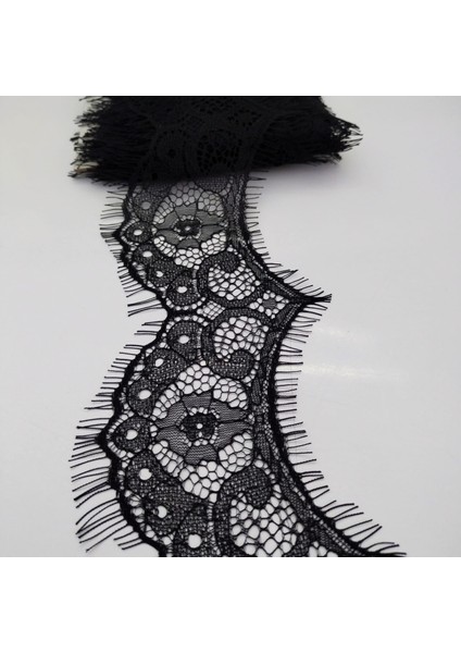 Sakallı Dantel (Kod A209)ENİ 7,5-8 cm 1 Adet 3 Metre Dir. Siyah -Şık Zarif Ipeksi