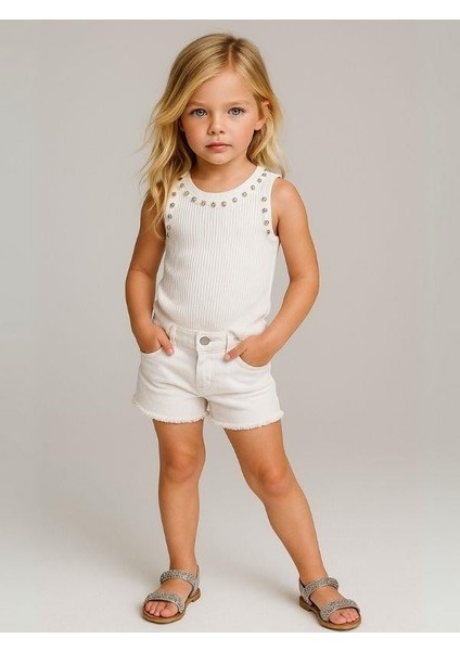 Kız Çocuk Taşlı Crop