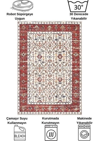 Kilim Motifli Saçaklı Klasik Kaymaz Taban Halı