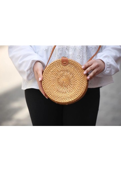 El Yapımı Hasır Deri Askılı Kahverengi Omuz Çantası fırsatları