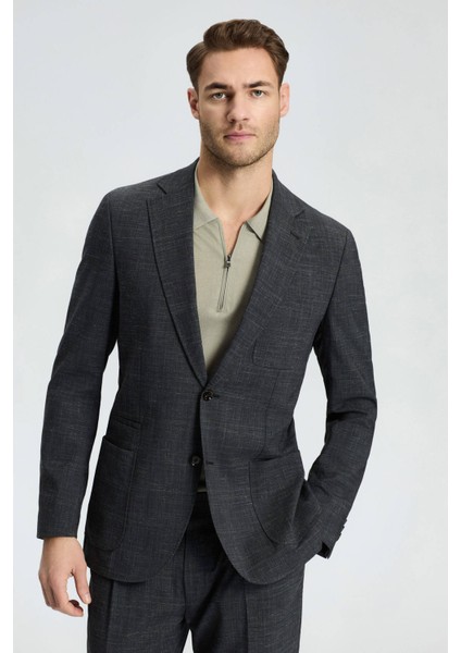 Keten-Yün Karışım Siyah Yazlık Blazer Ceket modelleri