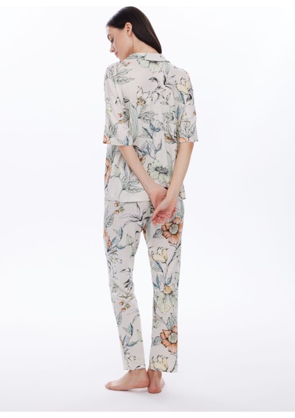 Kadın Viskon Kısa Kollu Gömlek Pijama Üstü fırsatları