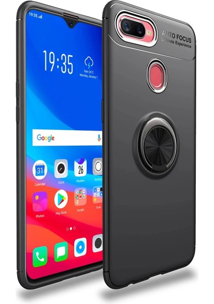 Oppo A12 Kılıf Range Yüzüklü Silikon - Siyah